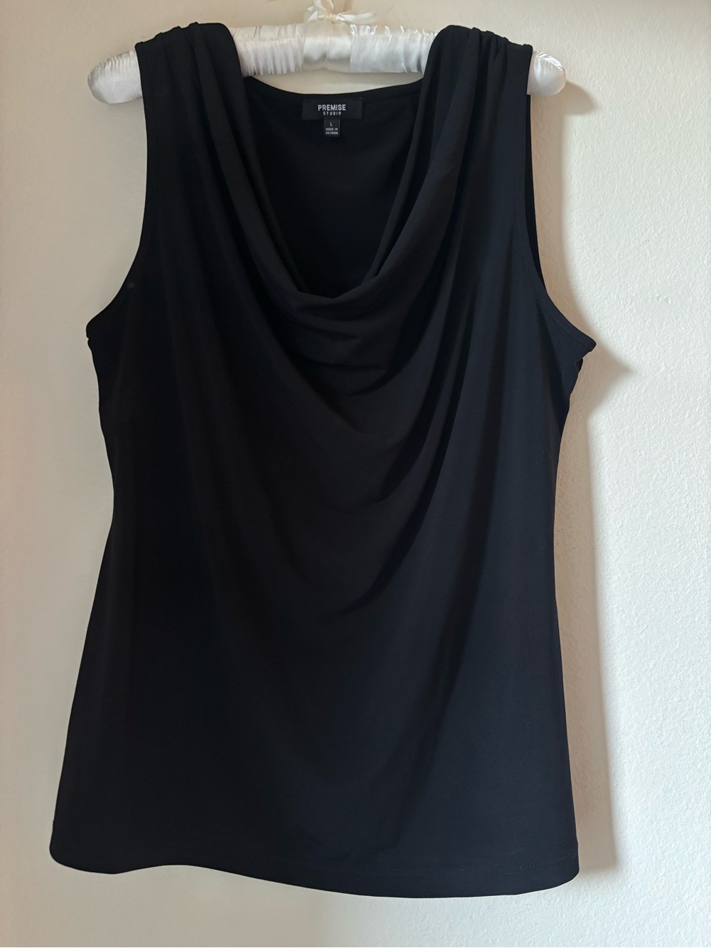 Premise Black Draped Neck Sleeveless Tank Top
